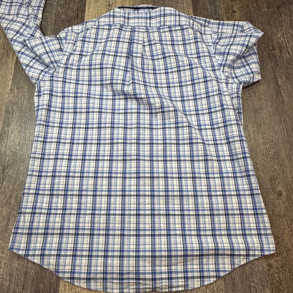 Polo Ralph Lauren Mens XL Classic Fit Blue White Plaid Button Down Shirt Cotton - Picture 5 of 7